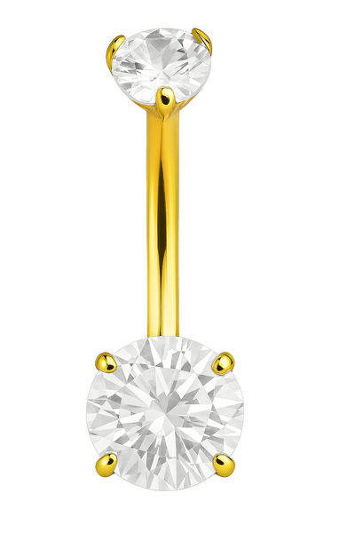 Bauchnabelpiercing 2 Kristallen Titan Gold Bananabell | Steel Force
