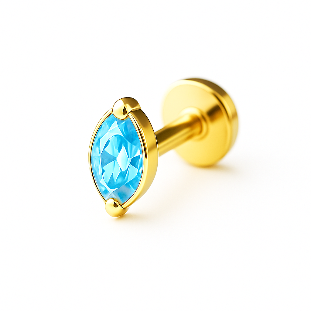 Titan Labret mit ovalem Kristall (Innengewinde)