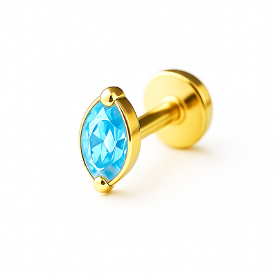Titan Labret mit ovalem Kristall (Innengewinde)