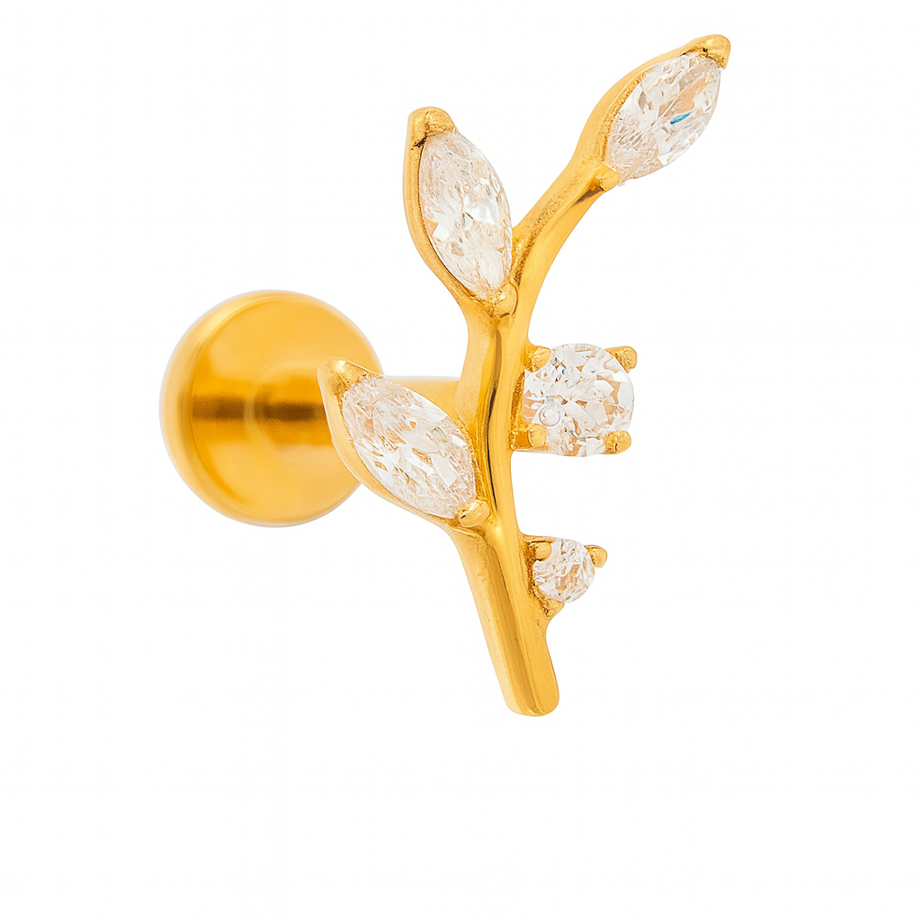 18K Goldlabret mit Naturdiamanten - Zweig