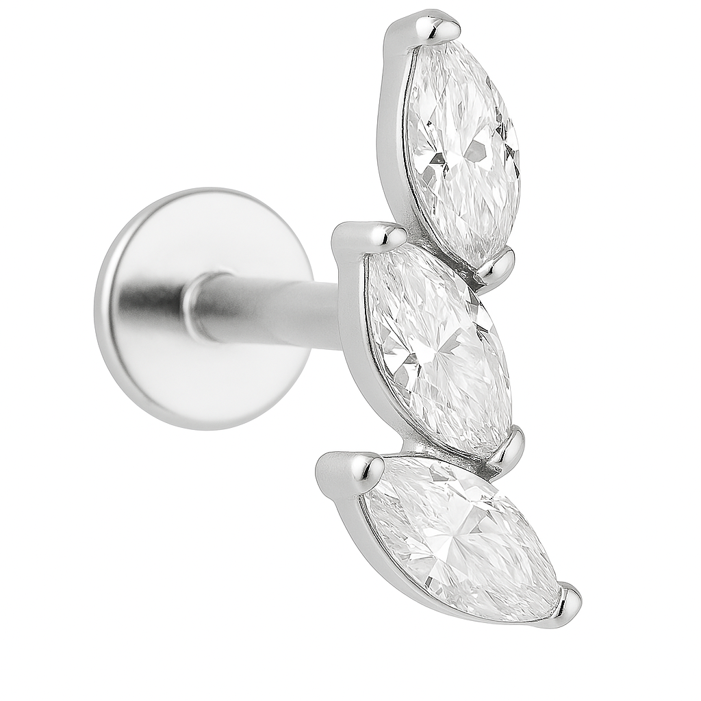 18K Goldlabret mit Naturdiamanten (Marquise-Schliff)