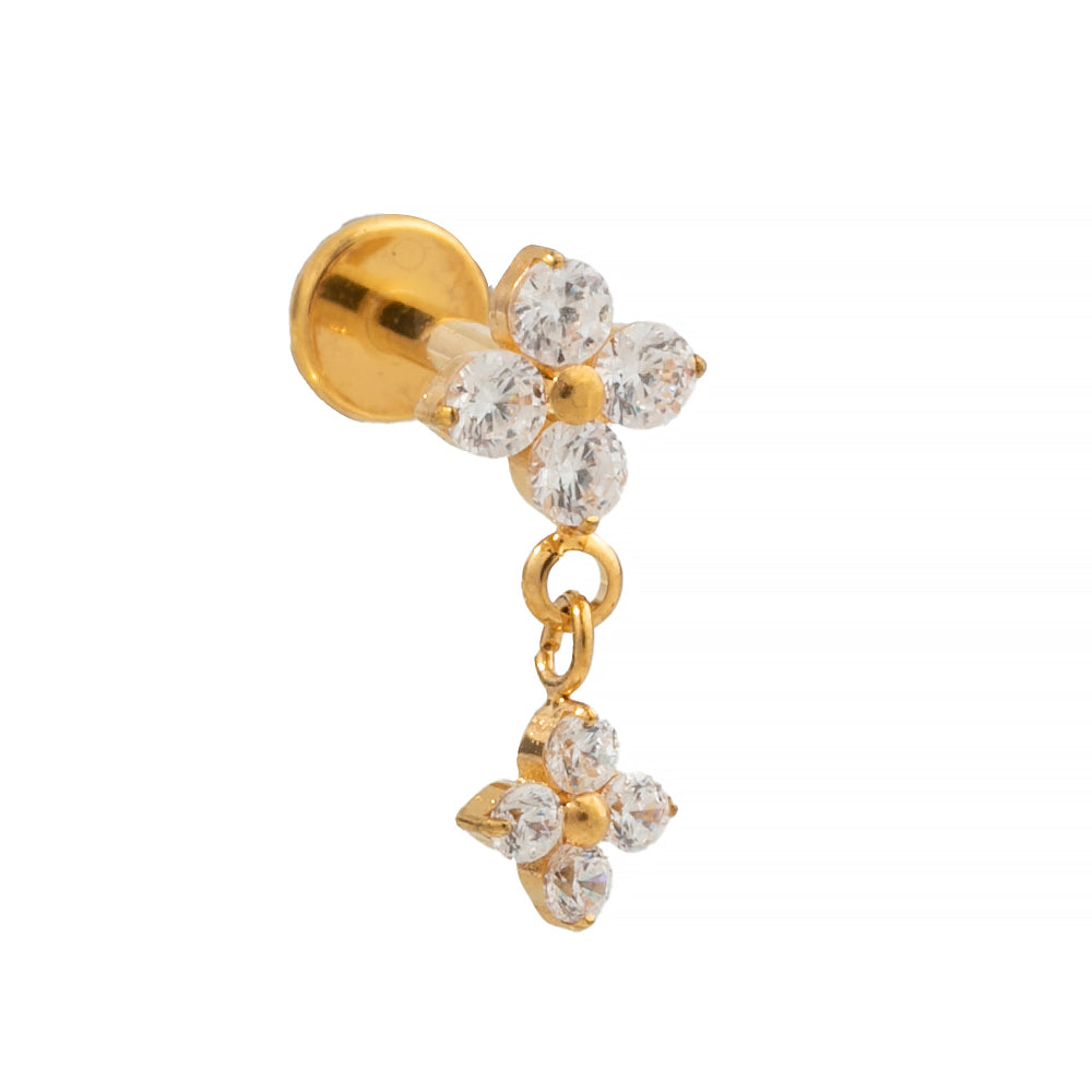 Titan Labret mit Innengewinde – Blume mit Anhänger in Blumenform