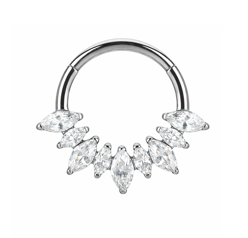 Titan Clicker Segmentring mit Marquise Kristallen