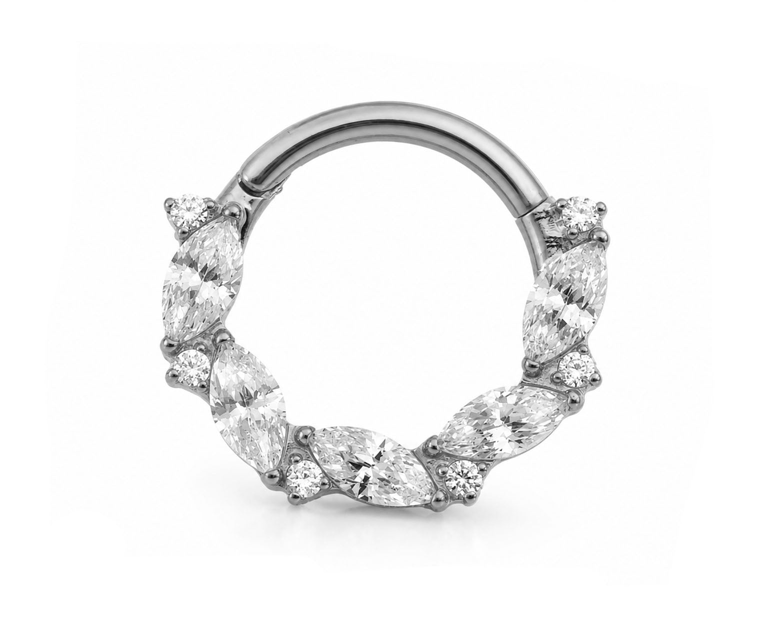 Titanium Clicker Ring – Marquise Elegance