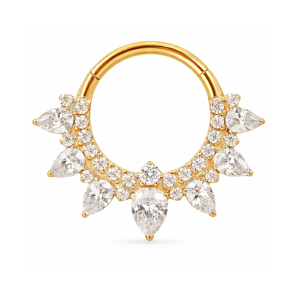 Segmentring Zirkonia Klassisch Gold Nasenring | Steel Force