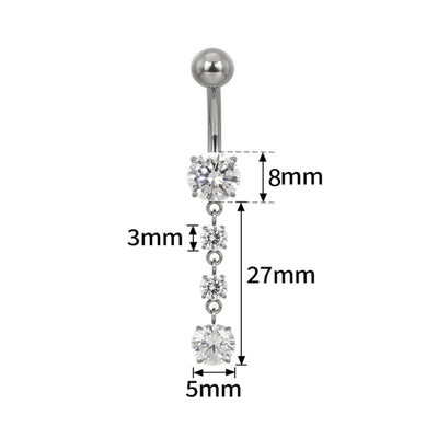 Titan-Bauchnabelpiercing Beweglicher Anhänger mit 3 Kristallen