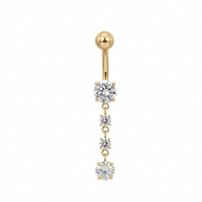 Titan Bauchnabelpiercing Anhänger 3 Kristallen Gold | Steel Force
