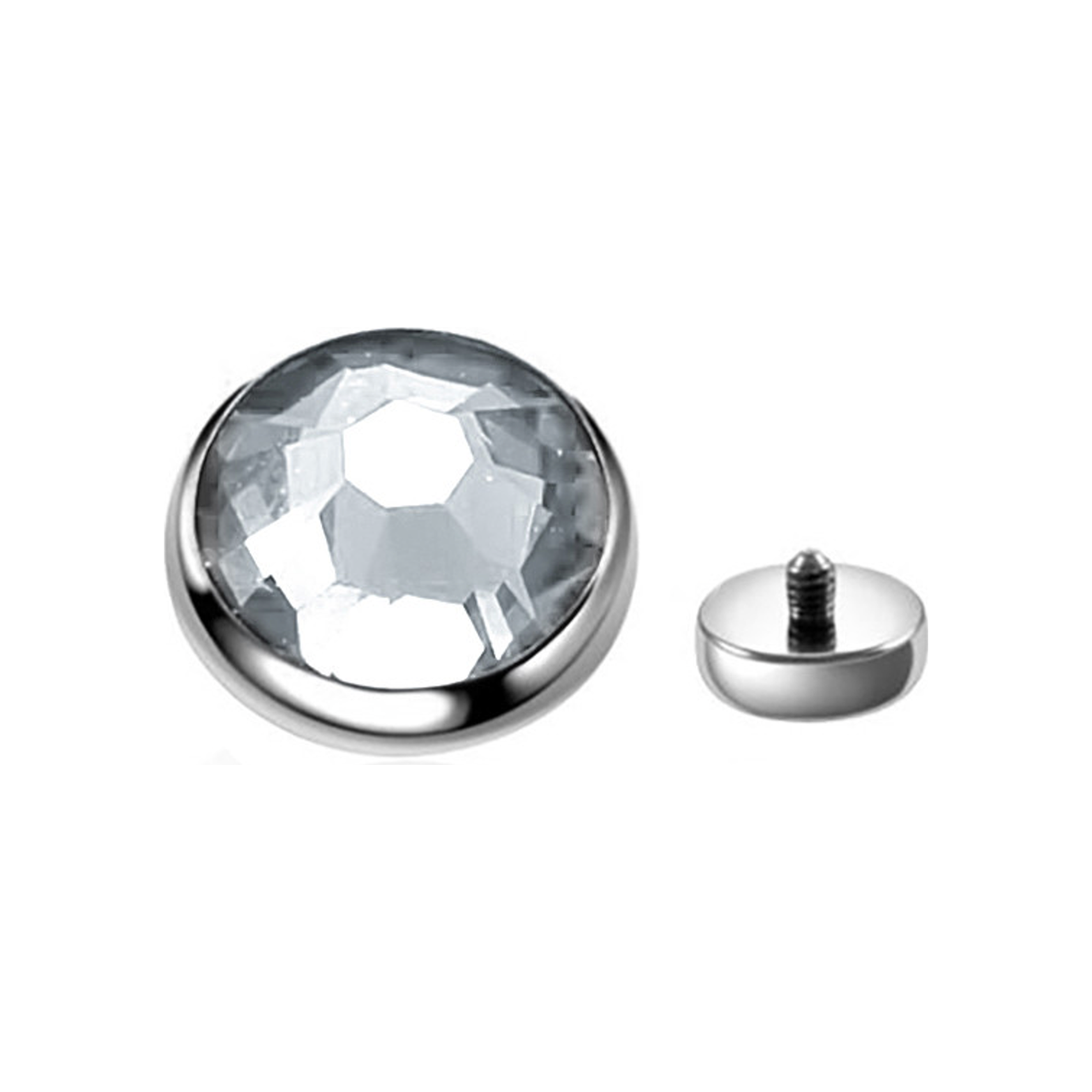 Titan Schraubdisc Flat Disc mit Kristall Piercing | Steel Force