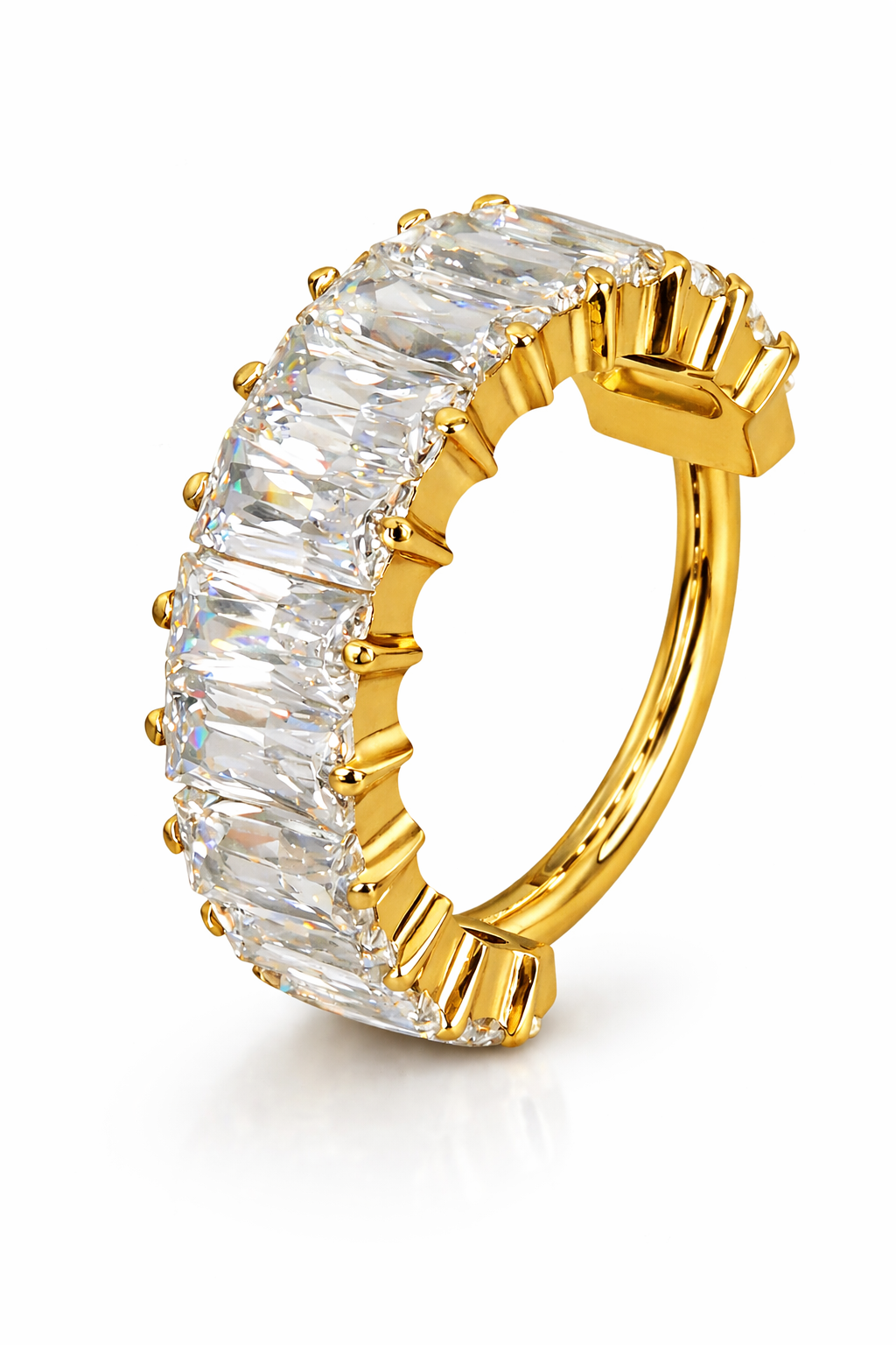 Titan Clicker Segmentring Baguette Zirkonia Gold | Steel Force