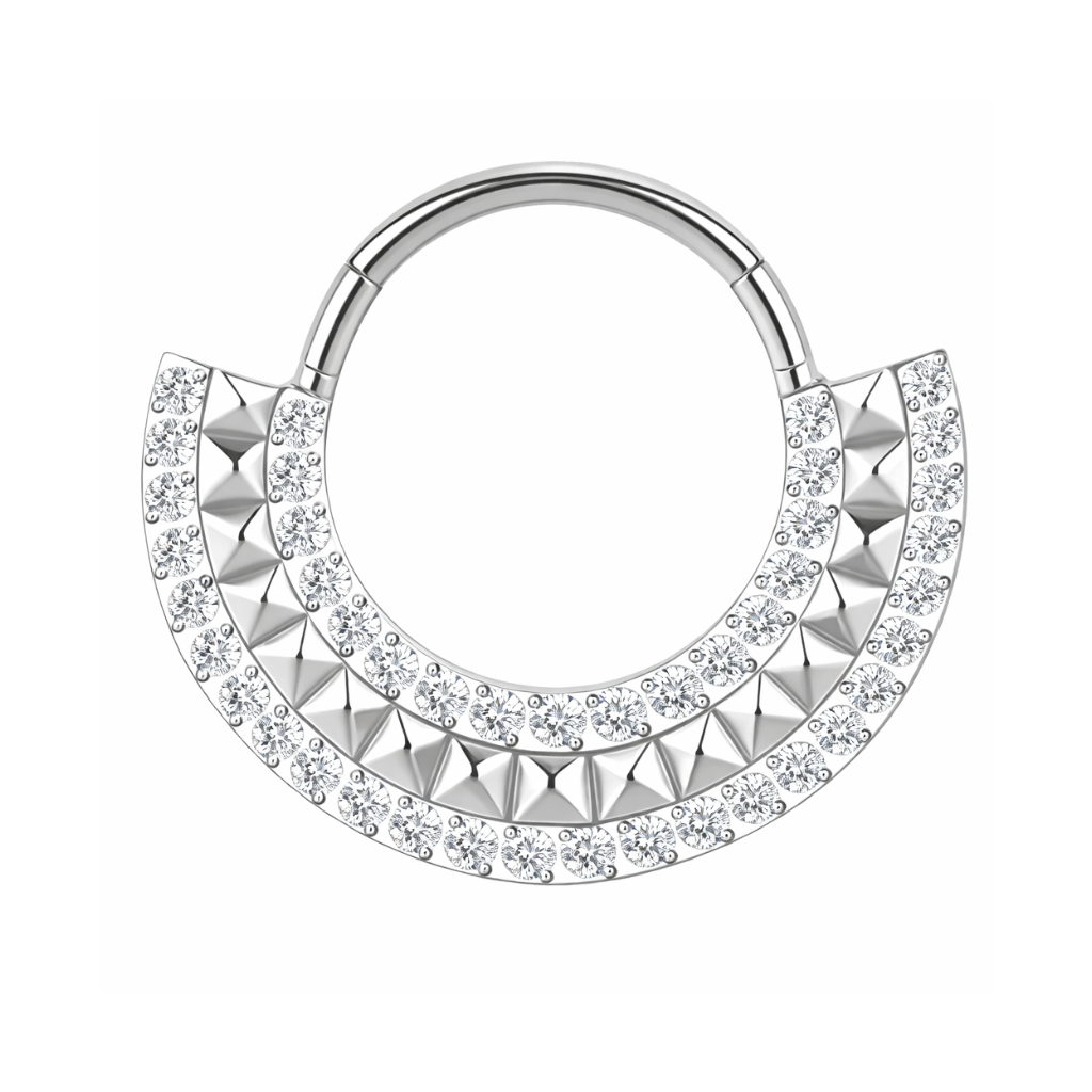 Titan Pyramid Zirkonia Segmentring Silber Daith | Steel Force