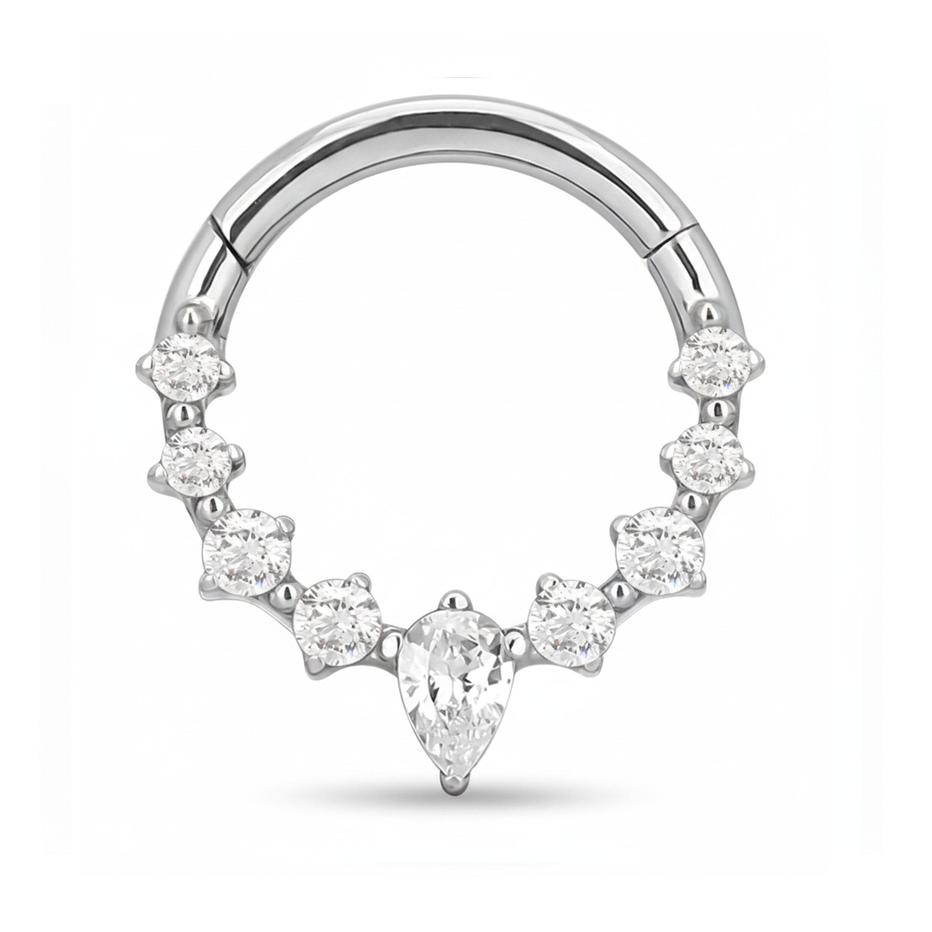 Titan Pavé Kristall Segmentring Silber Daith | Steel Force